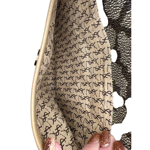 Yves Saint Laurent YSL Giraffe Print Clutch Bag Coated Canvas Leather Trim - Picture 6 of 16